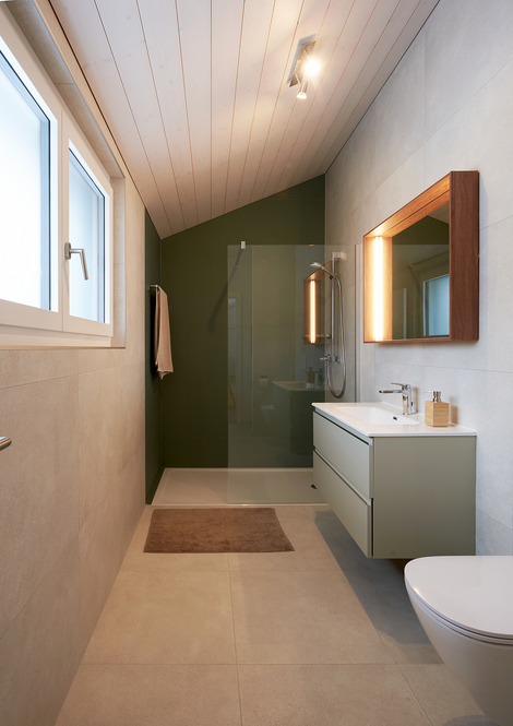Maison passive à ossature bois à Semsales: salle de bains