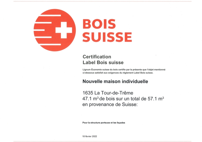 Maison préfabriquée labelisée bois suisse