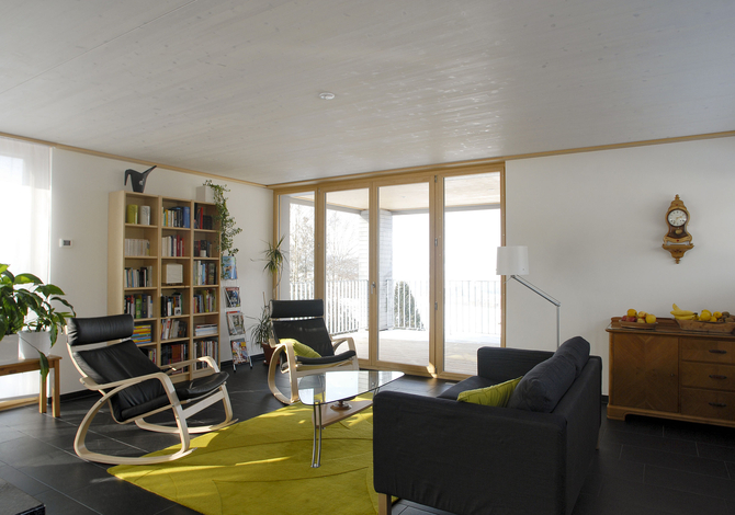 Maison bois à ossature bois contemporaine Minergie à Fribourg