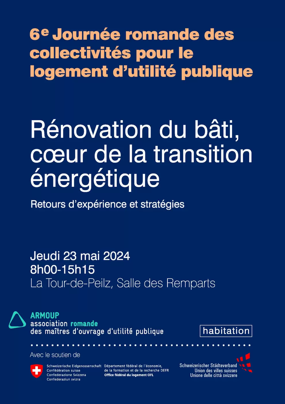 Rénovation du bâti, coeur de la transition énergétique de la Suisse: conférence de Luc Trottier avec présentation d'exemples dans le cade de la 6ème journée romande des collectivités pour le logement d'utilité publique