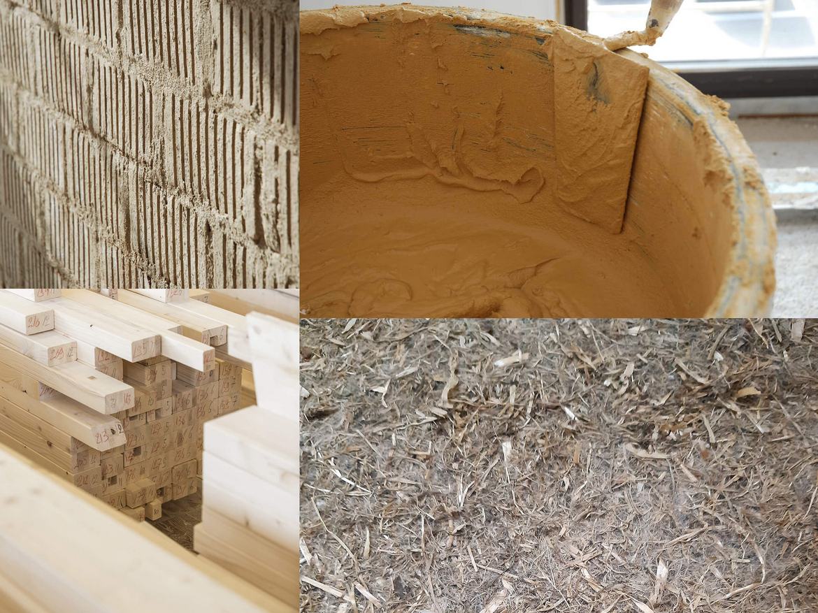 Il existe une grande diversité de matériaux de construction écologiques: bois, fibres végétales, argile, chaux,...