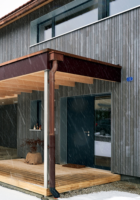 Maison passive à ossature bois à Semsales: entrée