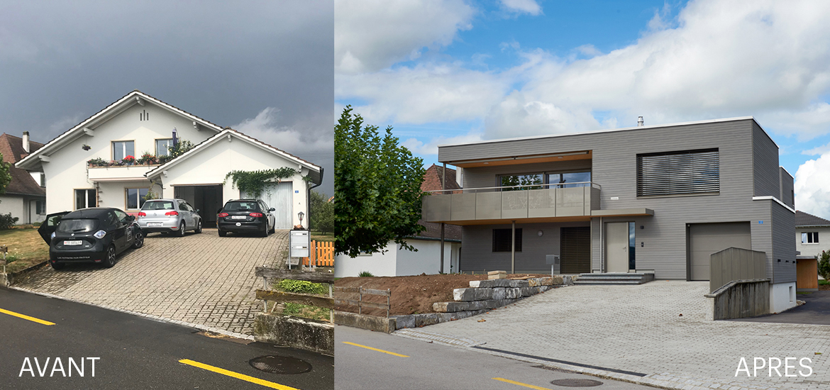 Rénovation Minergie d'une maison: comparaison avant-après
